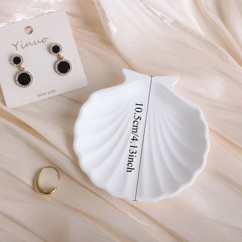 White Shell Conch Gypsum Tray – Photo Prop & Décor Ornament Decorative Tray Babs seashell