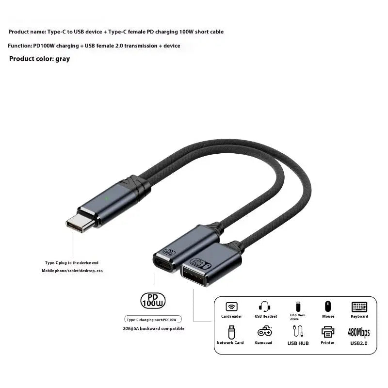 2-in-1 USB-C Splitter – Dual Audio & PD 100W Fast Charger USB-C Adapter Babs 02