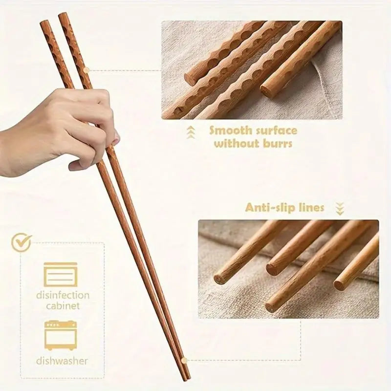 4 Pairs Extra-Long Wooden Cooking Chopsticks – Reusable Kitchen Cooking Chopsticks Babs
