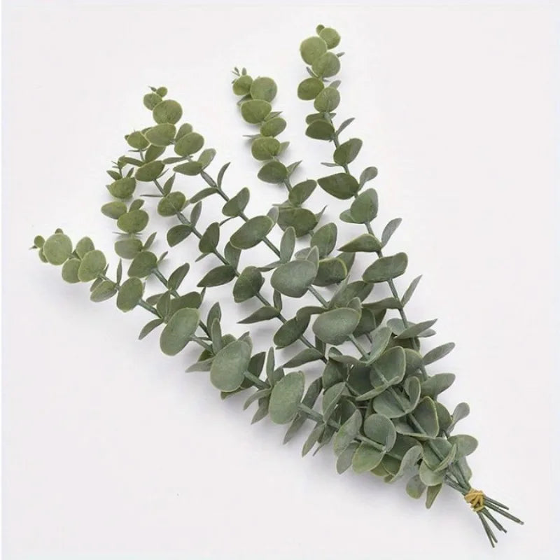 42cm Artificial Eucalyptus Leaf Stems – Set of 10 | PVC Decor Artificial Plant Stems Babs
