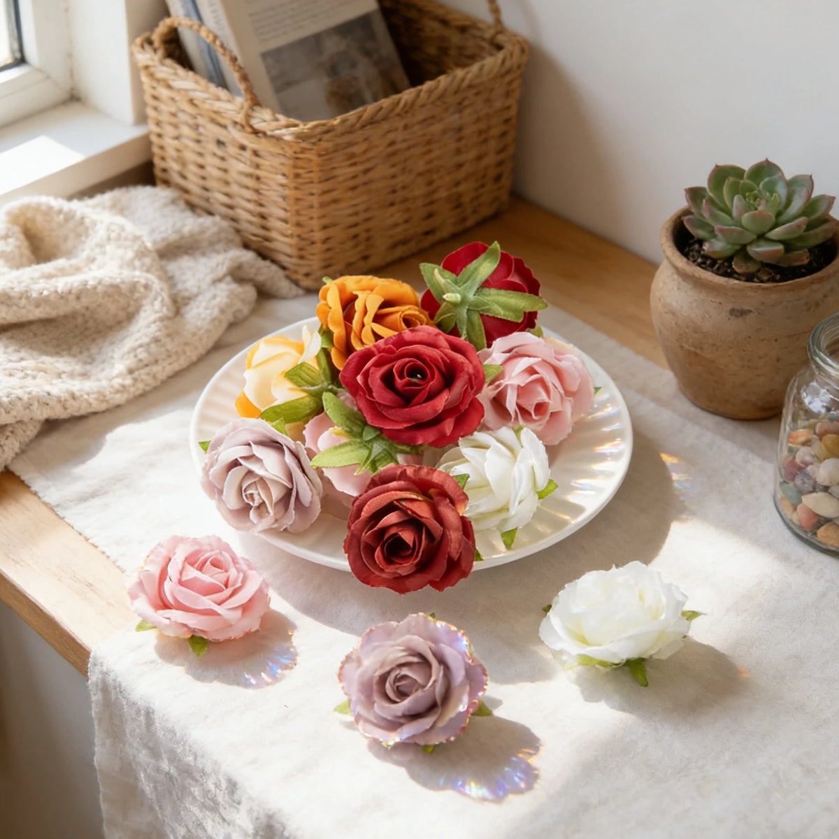 15/30PCS Silk Artificial Rose Heads – Wedding & Party Decor Artificial Flower Heads Babs