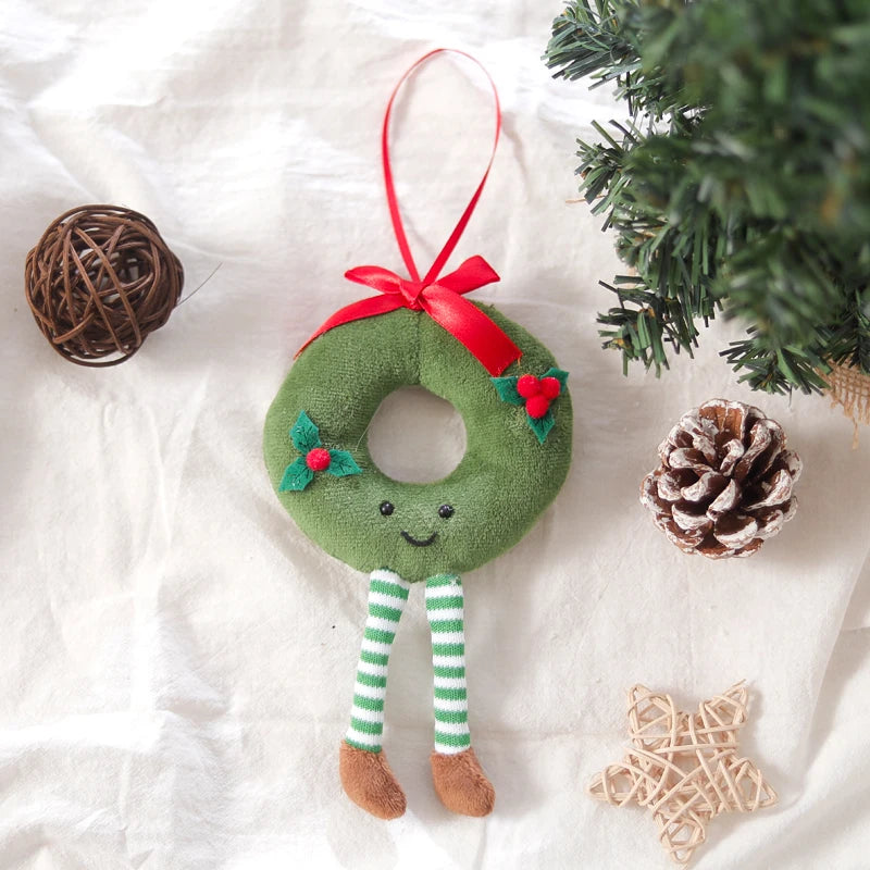 Plush Christmas Tree Ornaments – Round Doll Pendants & Decor Christmas Tree Ornament Babs Green Long Legs 1PC