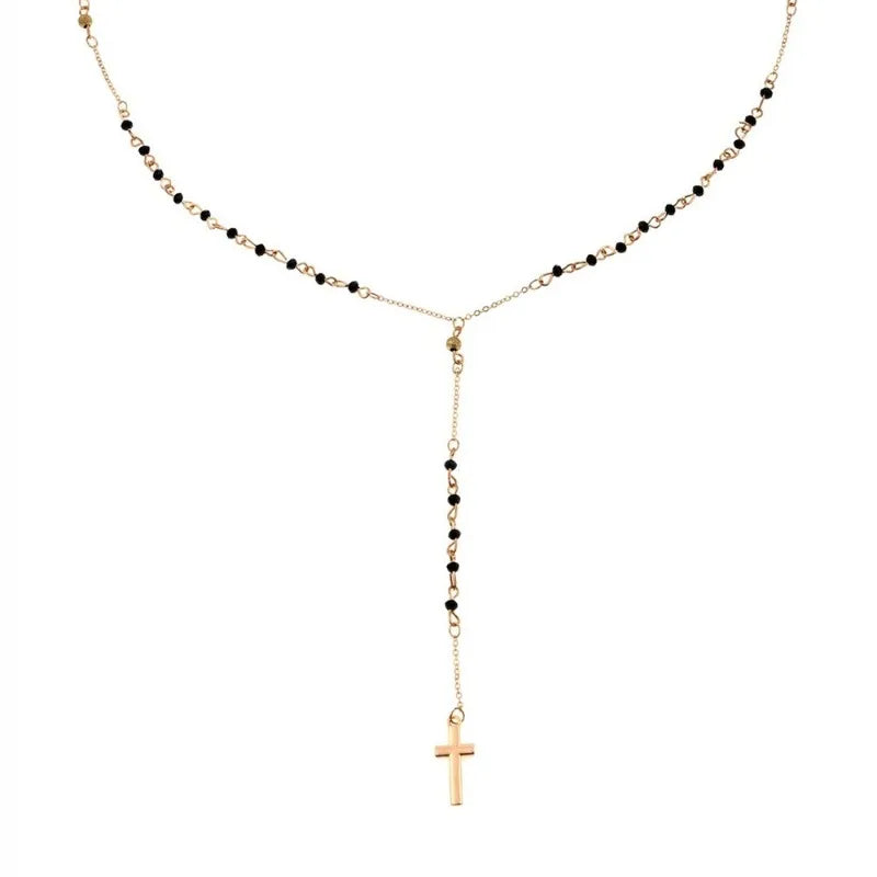 Handmade Rosary Beads Cross Pendant Necklace – Women's Gift Pendant Necklace Babs