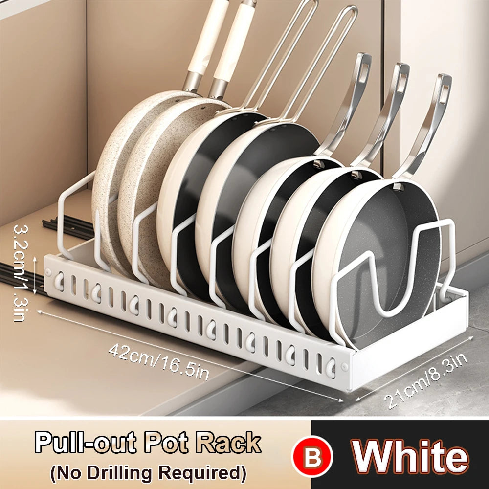 Pull-Out Pots & Pans Organizer | Sliding Lid & Spice Rack Kitchen Cabinet Organizer Babs