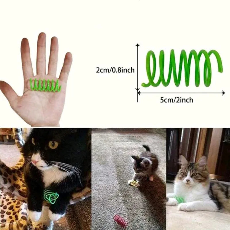 4-Pack Cat Spring Coil Toys – Interactive Kitten Swat & Chase Cat Spring Toy Babs