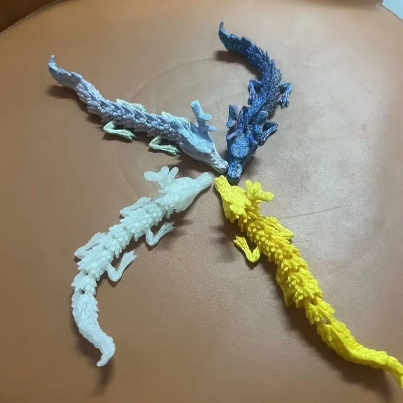 12cm Articulated Chinese Dragon Figurine 3D Printed Desk Ornament Dragon Figurine Babs