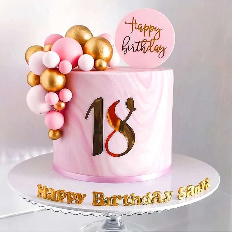 10Pcs Ball Cake Toppers Gold Blue Pink – Party & Wedding Cake Topper Set Babs