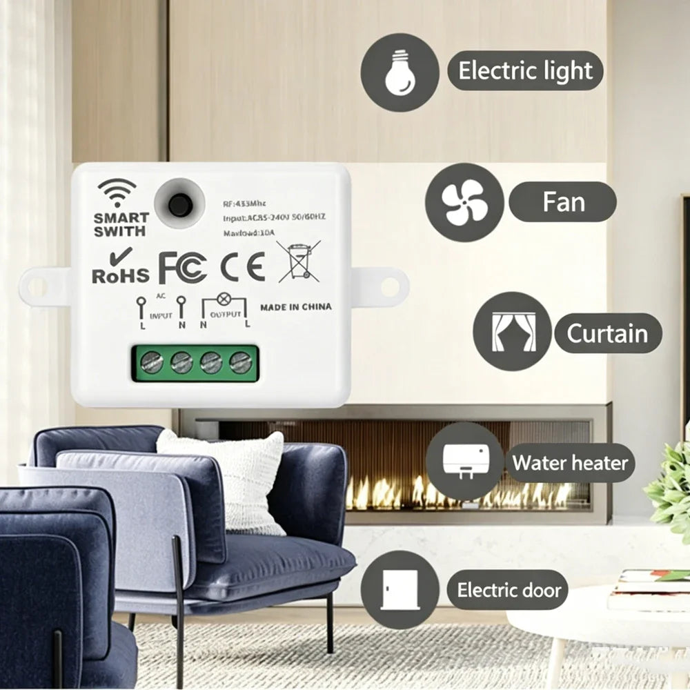 WiFi RF433MHz Smart Light Switch Dry Contact Relay DC12V AC85-240V Smart Relay Switch Babs