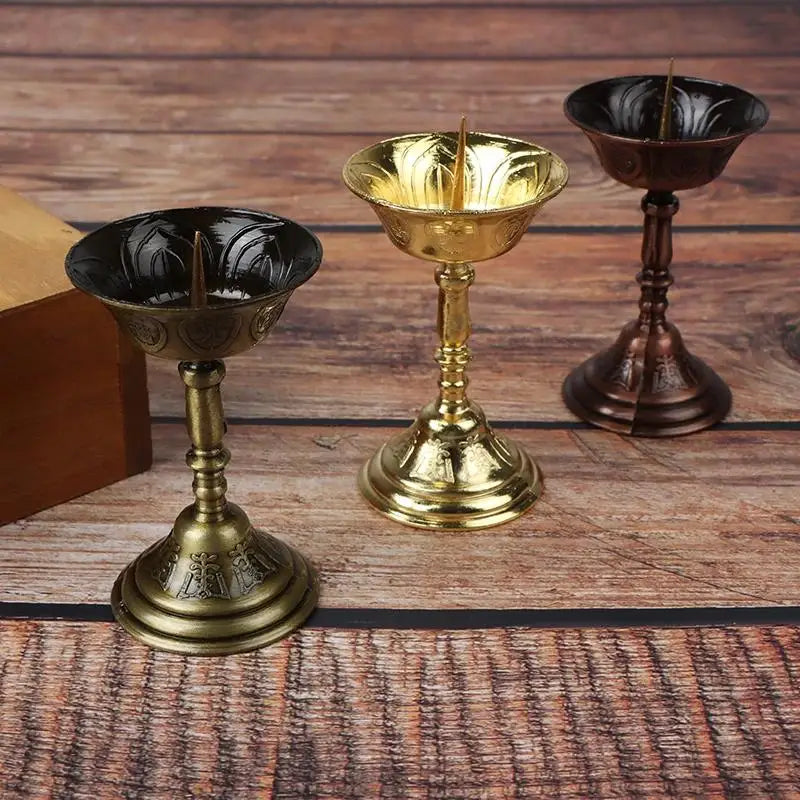 Metal Lotus Votive Candle Holder – Buddhist Butter Lamp Stand Votive Candle Holder Babs