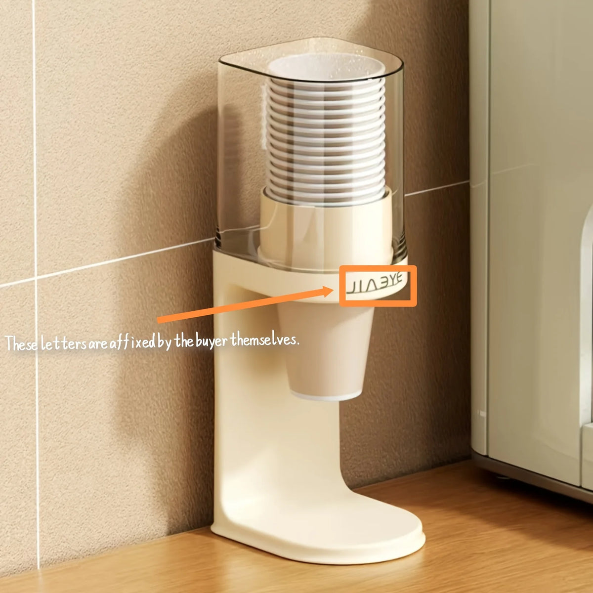 Transparent Countertop Cup Dispenser & Storage Rack Holder Cup Dispenser Rack Babs S-Beige