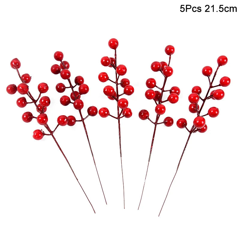 5Pcs Christmas Red Berry & Pine Cone Artificial Branches Décor Christmas Décor Branches Babs 5pcs red berry