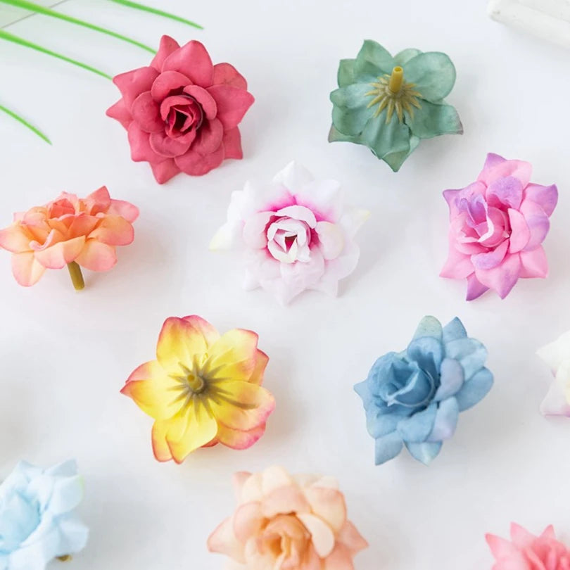 20pcs Silk Multicolor Rose Heads – Artificial Flowers for Decor Artificial Silk Flowers Babs