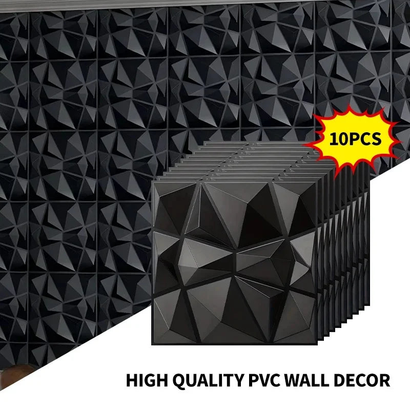 3D PVC Wall Panels 30x30cm Geometric DIY Home Décor – 10pcs 3D Wall Panels Babs