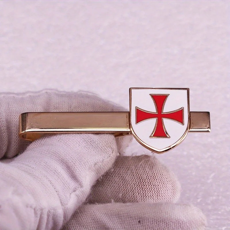 Knights Crusader Cross Shield Metal Tie Clip | Suit Badge Metal Tie Clip Babs