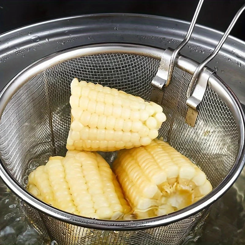 Stainless Steel Frying Basket & Noodle Strainer Spoon Kitchen Strainer Basket Babs