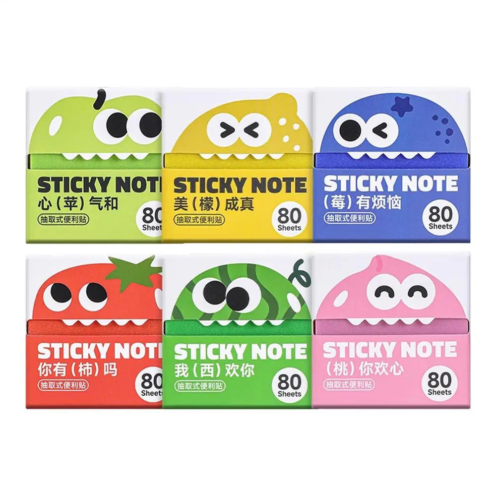 Pearlescent Transparent Pull-Type Sticky Note Memo Pads – Set of 6 Sticky Memo Pad Set Babs set