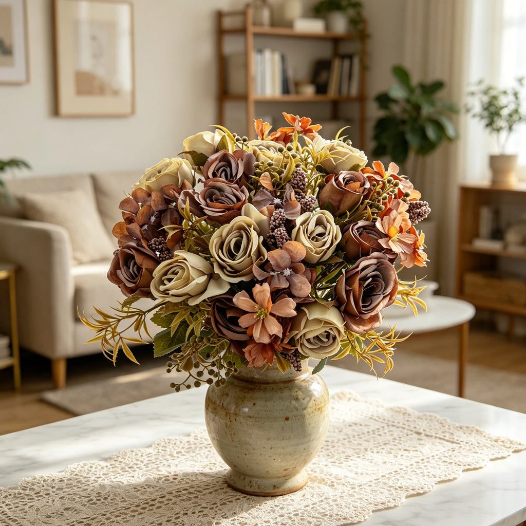 Artificial Silk Rose Peony Bouquet – Wedding & Home Décor Artificial Flower Bouquet Babs