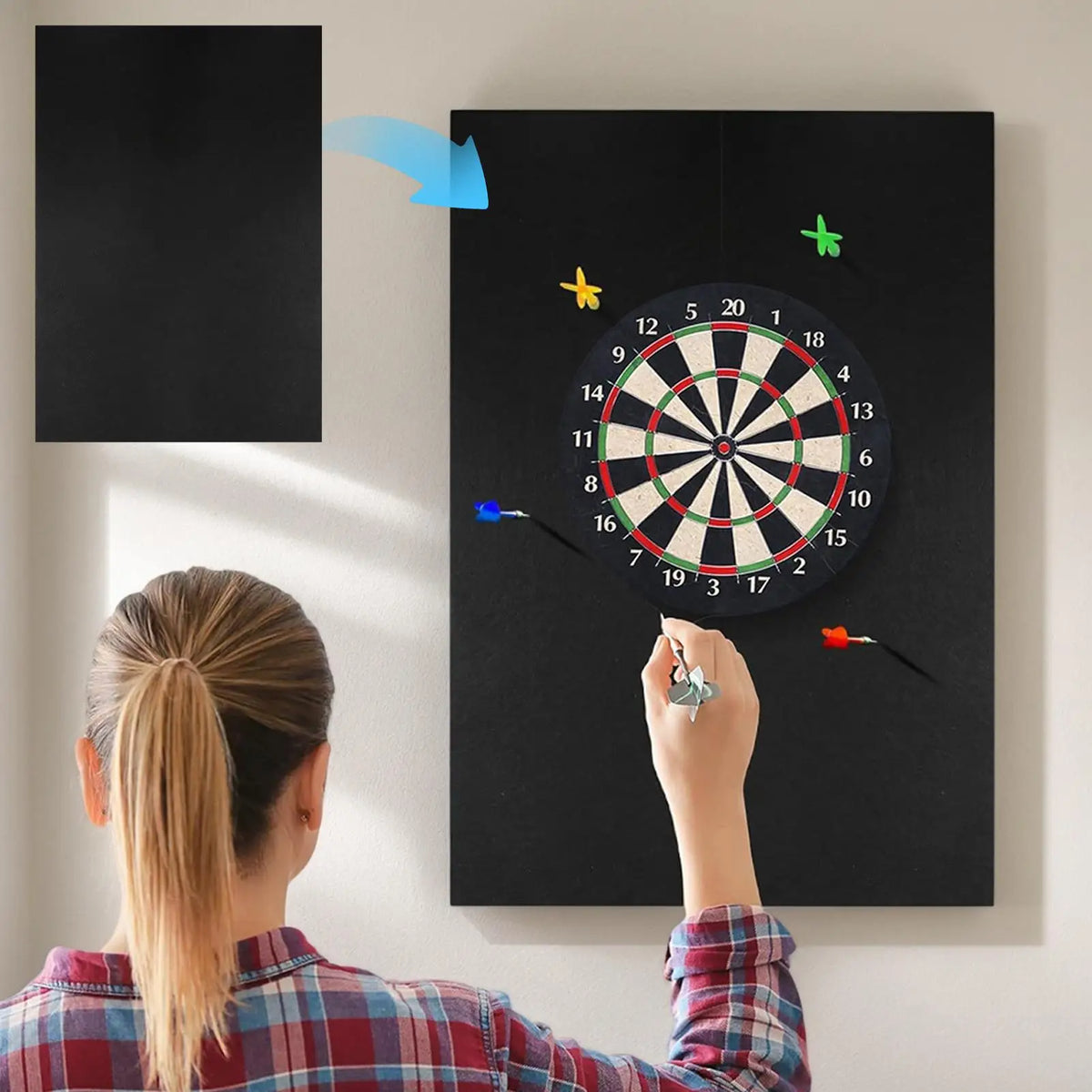 Felt Dartboard Wall Protector – Self-Adhesive, Standard Size Dartboard Wall Protector Babs