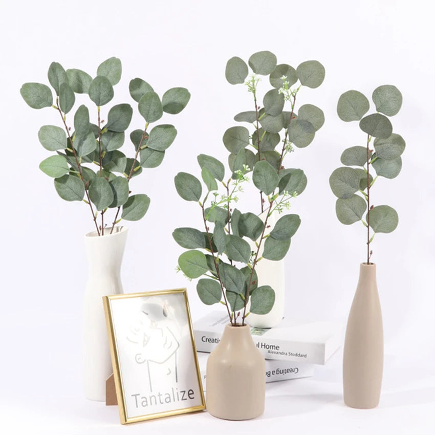 Artificial Eucalyptus Stems 10/20 Pcs – Silk Fake Plant Decor Artificial Floral Stems Babs