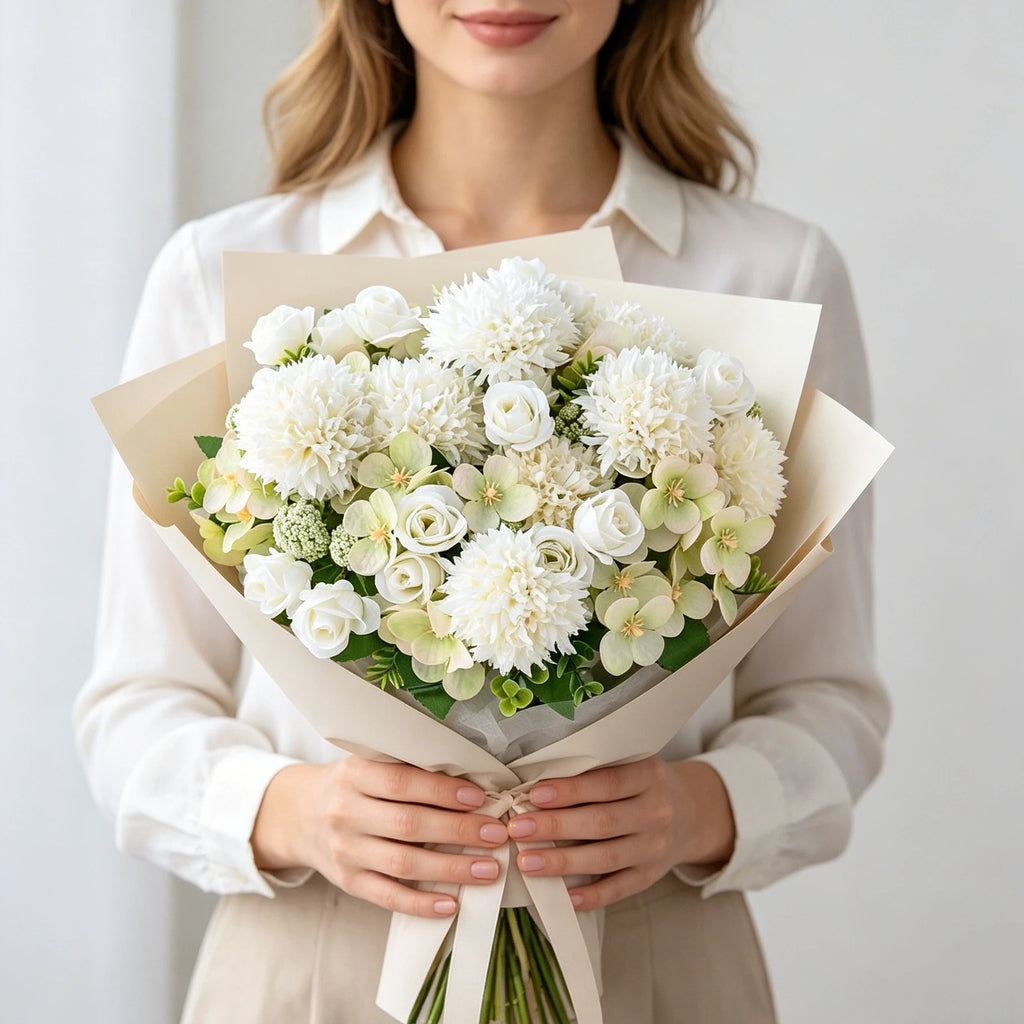 Artificial Silk Rose & Chrysanthemum Bouquet | Wedding & Home Décor Artificial Flower Bouquet Babs
