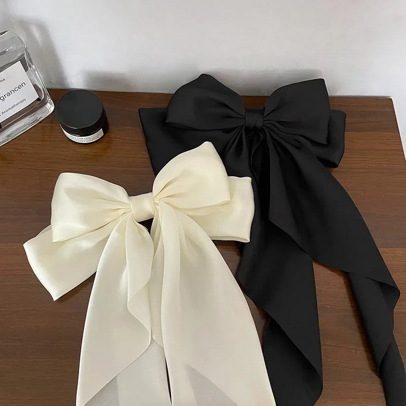 Korean Big Bow Satin Hair Clip – Ribbon Barrette for Women Hair Bow Barrette Babs S2-2PCS