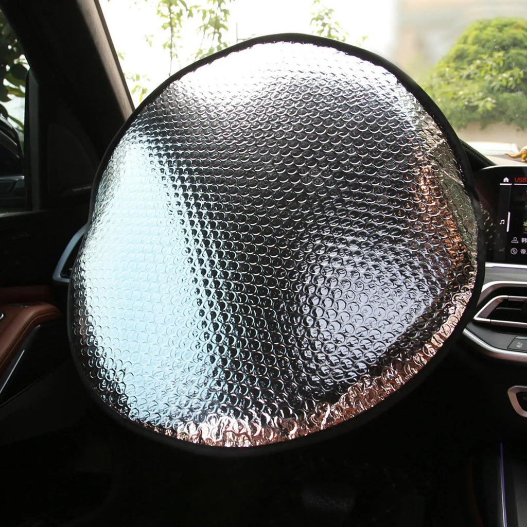 Foldable Aluminum Foil Steering Wheel Sun Shade Cover | UV Shield Steering Wheel Sun Shade Babs