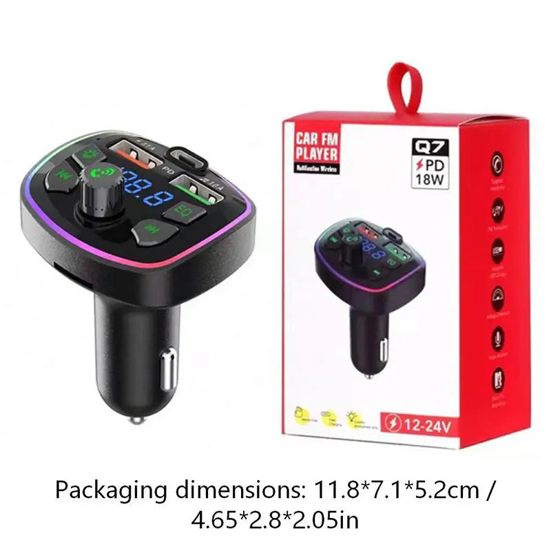 Car Bluetooth 5.0 FM Transmitter – PD 18W USB-C & Dual USB FM Transmitter Charger Babs