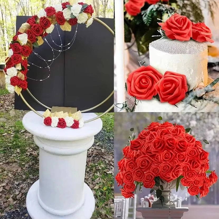 40/80 PCS Artificial Foam Rose Flowers – Wedding & Party Decor Artificial Flower Heads Babs