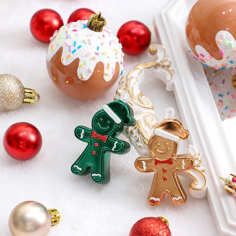 42Pcs Christmas Ball & Gingerbread Man Tree Ornaments Set Christmas Tree Ornaments Babs