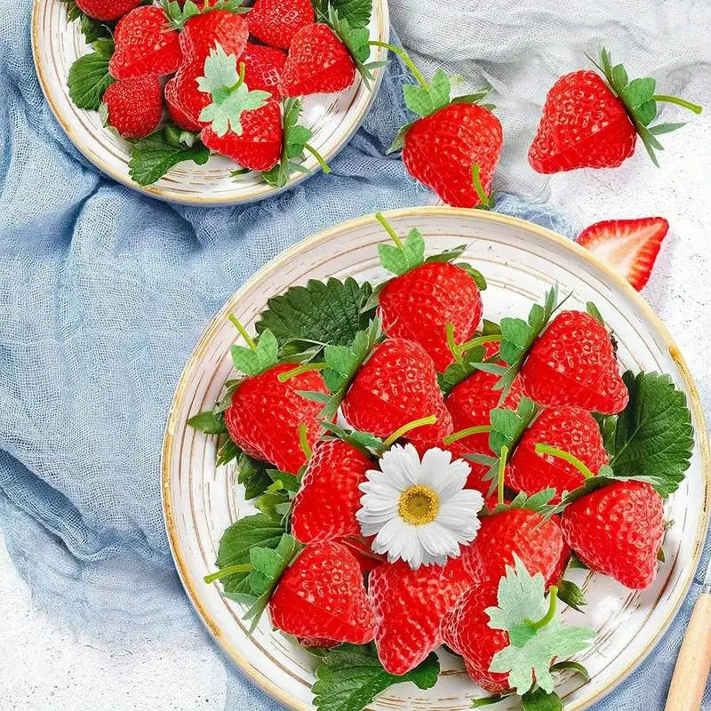 10pcs Artificial Strawberries Fake Fruit Decor & Photography Props Artificial Fruit Decor Babs