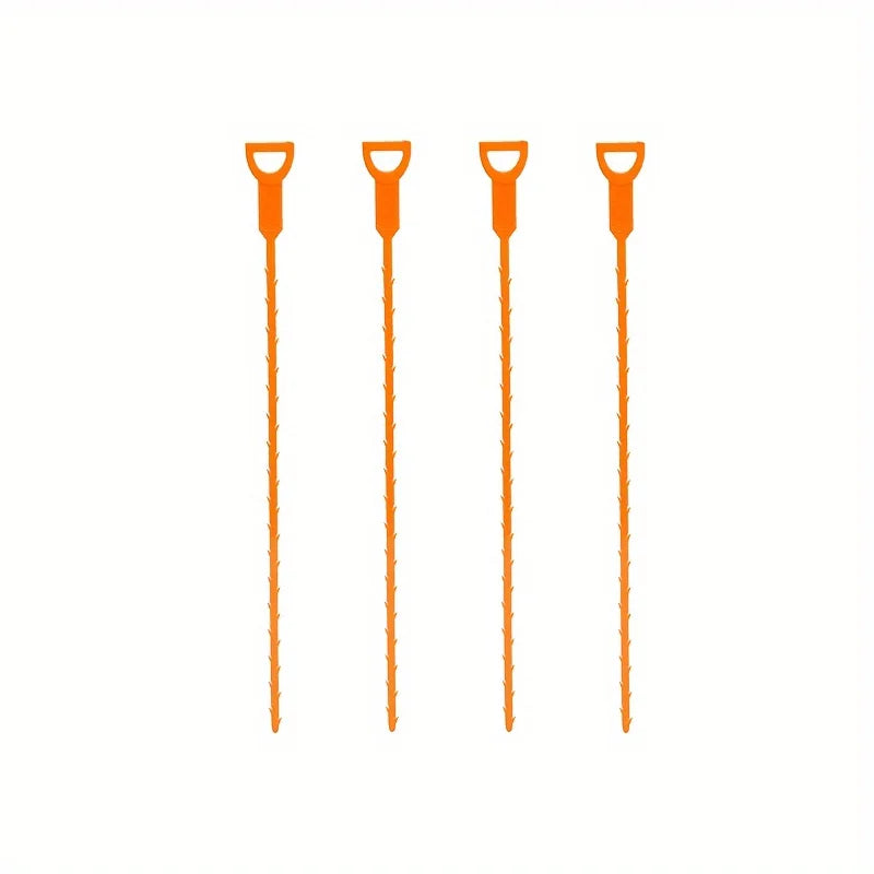 4-Pack Drain Unclogging Rods – Hair & Debris Remover Tool Drain Cleaning Tool Babs orange