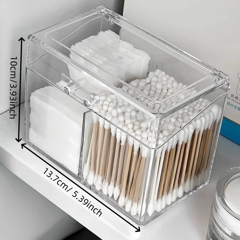 Acrylic Cotton Swab, Pad & Ball Dispenser Storage Box Cosmetic Storage Organizer Babs