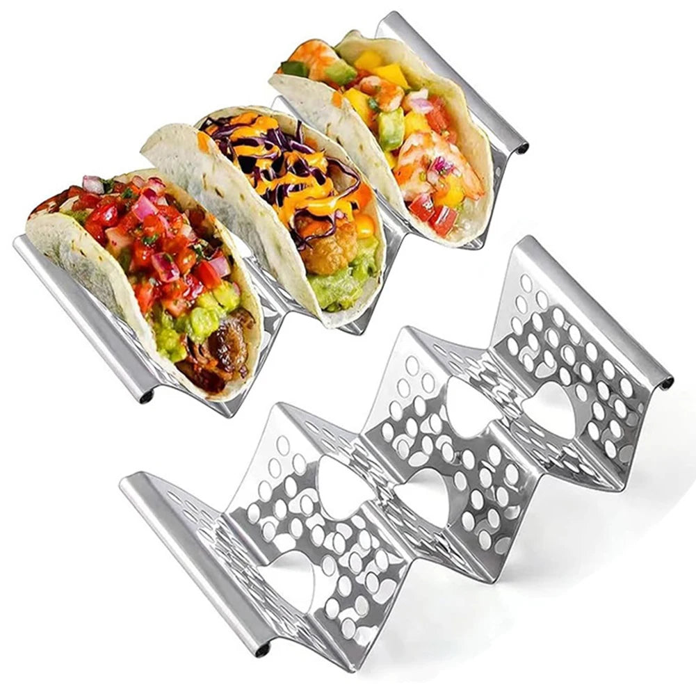 Stainless Steel Taco Holder Stand | Wave Tray Rack for 3 Tacos Taco Holder Stand Babs