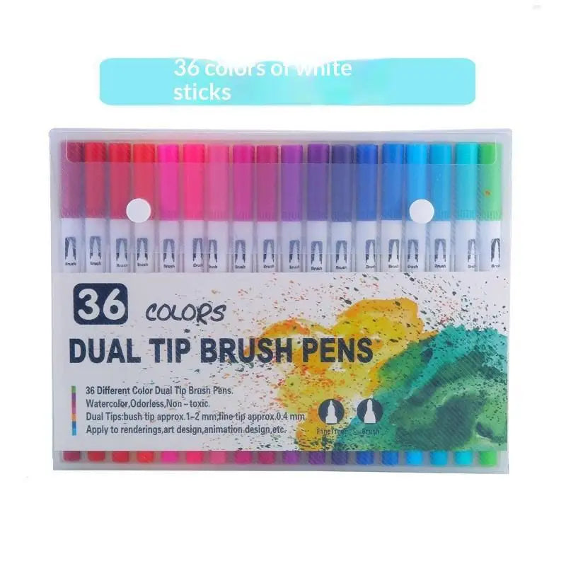 36-Color Soft Tip Brush Pens – Washable Water-Based Markers Watercolor Brush Pens Babs 36colors wite
