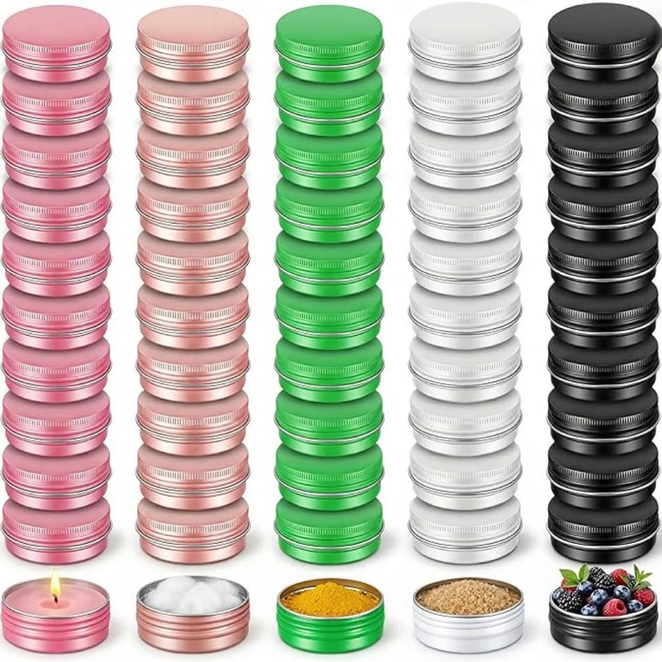 4-Pack Aluminum Tin Jars with Screw Lid – Refillable Metal Tins Metal Storage Tins Babs