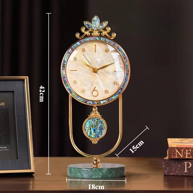 Nordic Silent Quartz Table Clock – Triangle Metal Desk Ornament Decorative Table Clock Babs Shell Based Clock