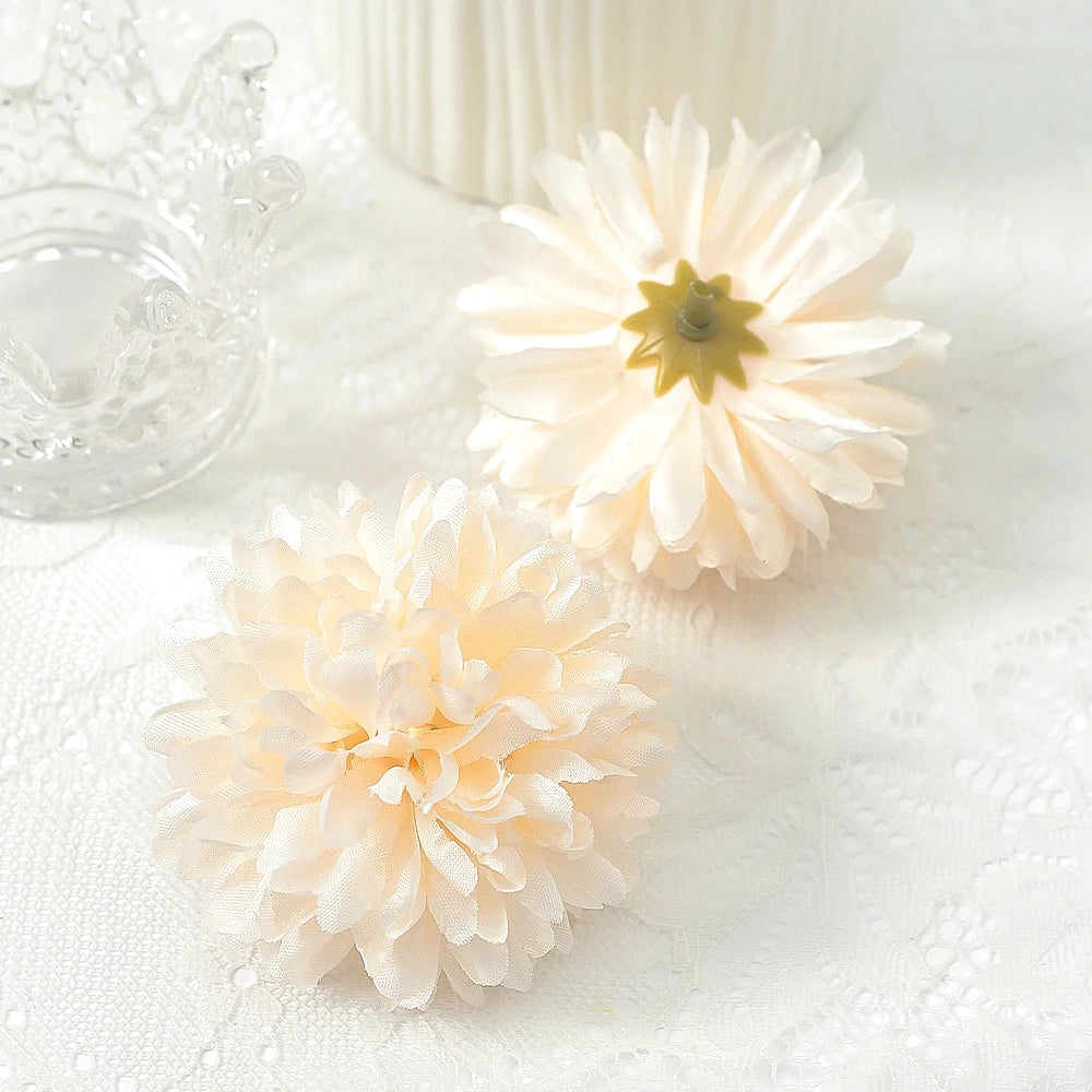 10 Pcs Orange Silk Chrysanthemum Artificial Flower Heads Decor
