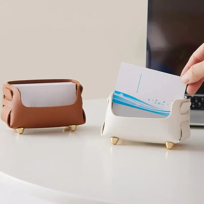 PU Leather Desktop Business Card Holder & Sign Display Stand Business Card Holder Babs