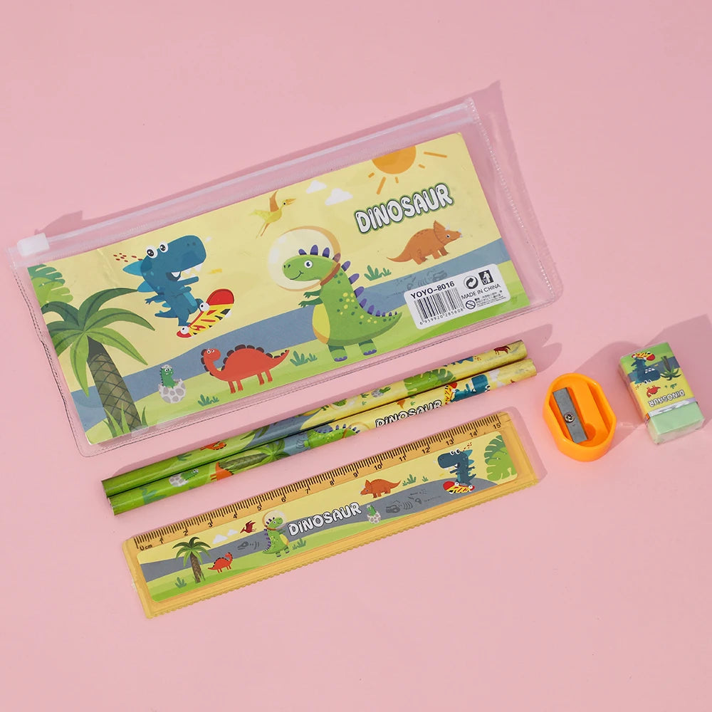 Cartoon Dinosaur Stationery Set 5pcs – Kids School Supplies Kids Stationery Set Babs