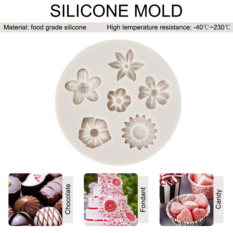 3D Mini Daisy Silicone Mold – Fondant & Chocolate Cake Decorating Silicone Baking Mold Babs