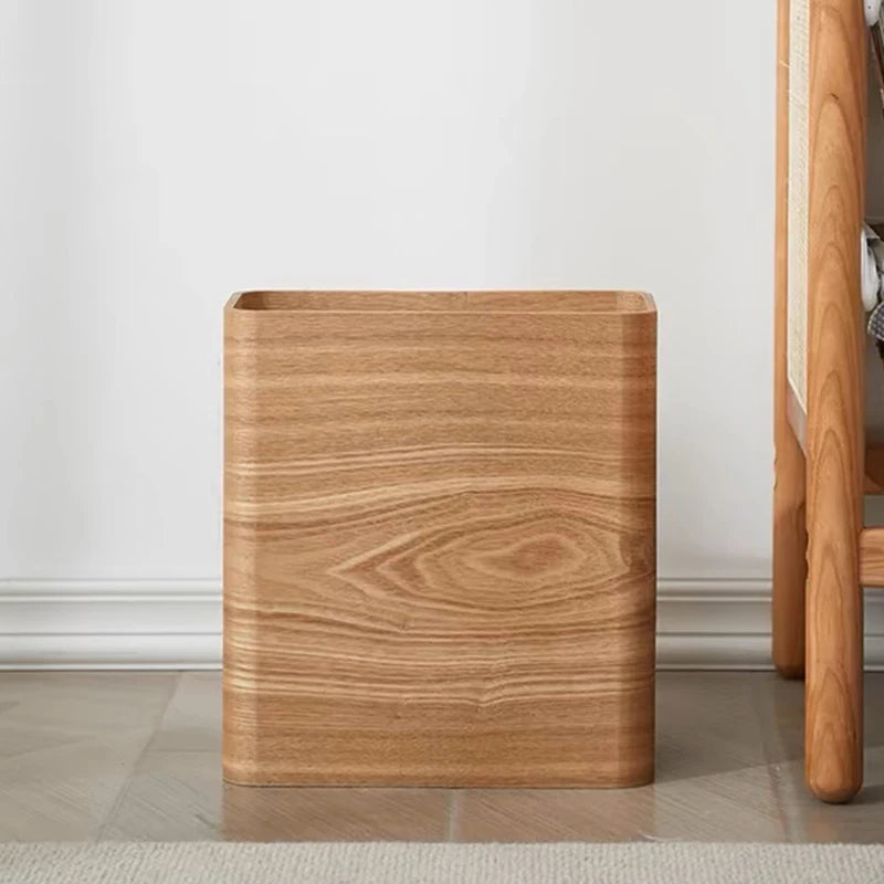 Wooden Waste Bin Large Capacity Trash Basket w/ Flap Lid Wooden Waste Bin Babs
