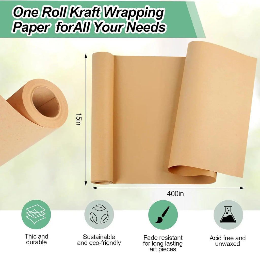 10M Brown Kraft Paper Roll – Gift Wrapping & Packing Kraft Paper Roll Babs