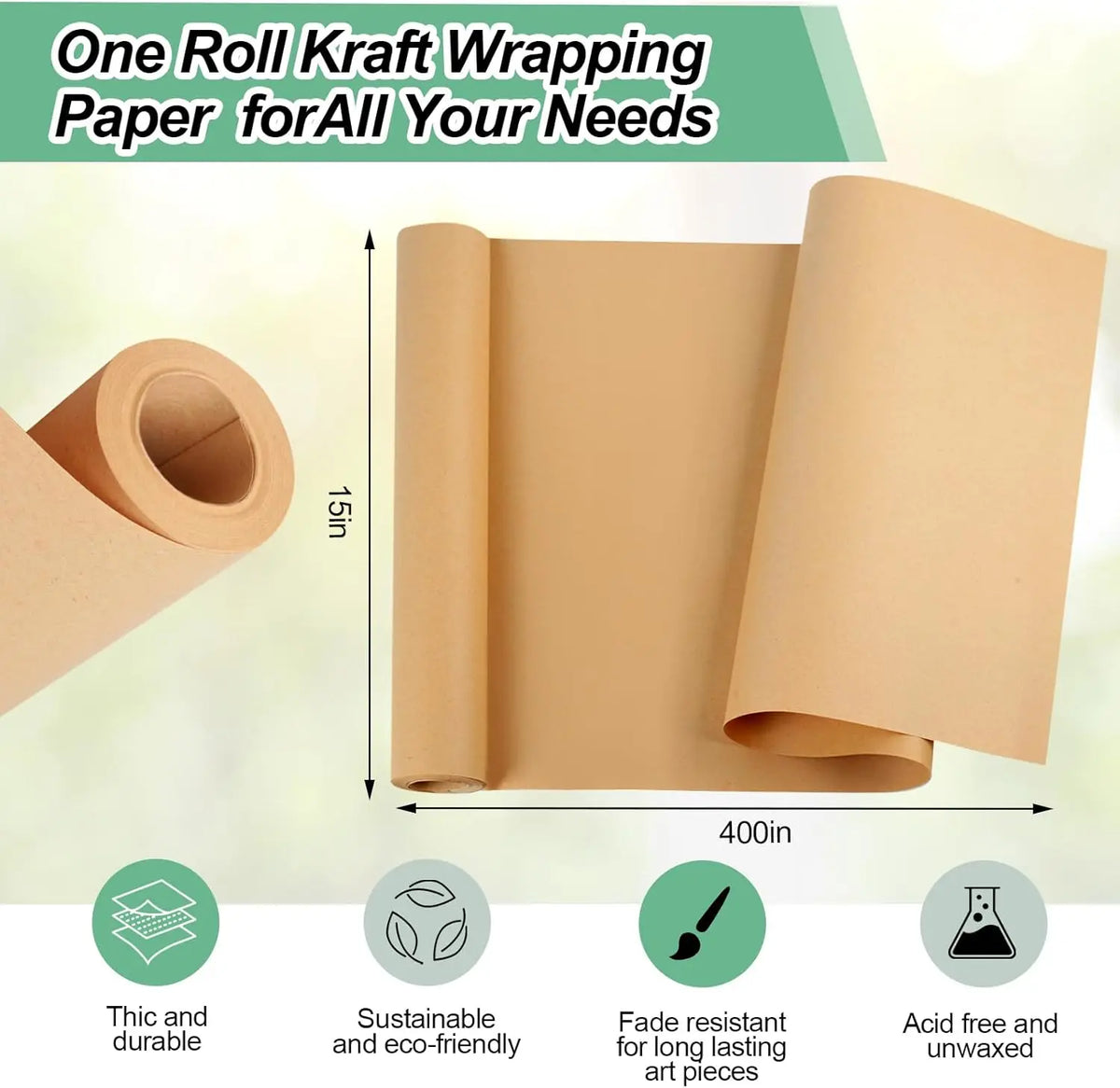10M Brown Kraft Paper Roll – Gift Wrapping & Packing Kraft Paper Roll Babs