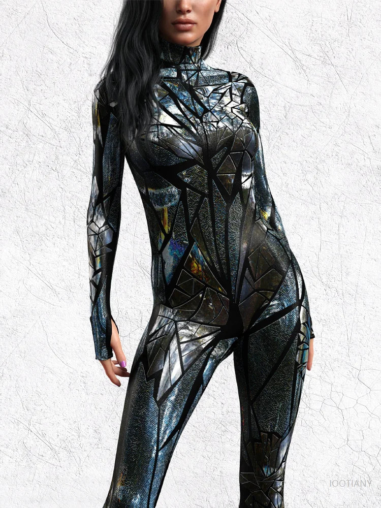 Women's Cyberpunk Gothic 3D Print Jumpsuit – Halloween Costume Halloween Costume Jumpsuit Babs