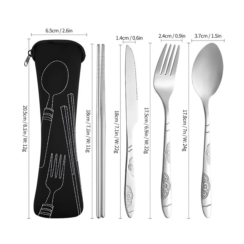 5-Piece Stainless Steel Portable Camping Cutlery Set Camping Cutlery Set Babs