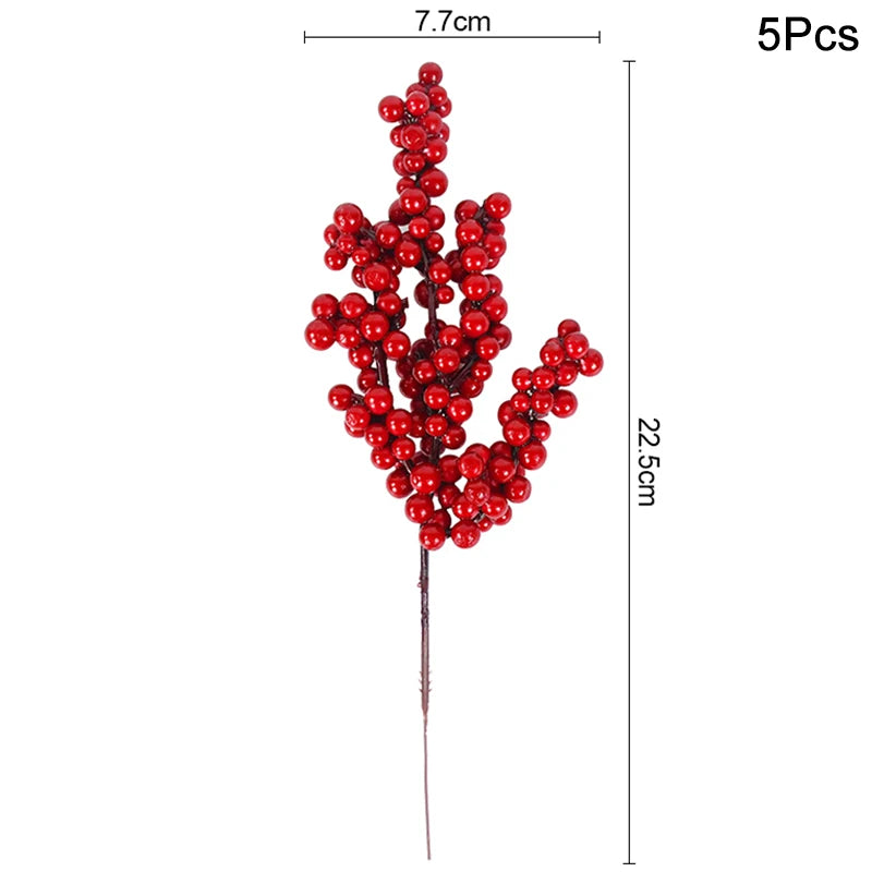 5Pcs Christmas Red Berry & Pine Cone Artificial Branches Décor Christmas Décor Branches Babs 5pcs red berry 2