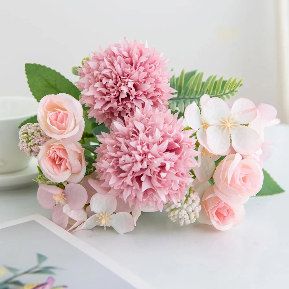 Silk Chrysanthemum Rose Artificial Flowers – Wedding & Home Décor Artificial Flower Bouquet Babs color 8 4 pcs