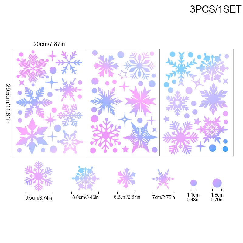 Glow in the Dark Snowflake Stickers – 3 Sheets PVC Decals Window Stickers Babs 3Sheets Set
