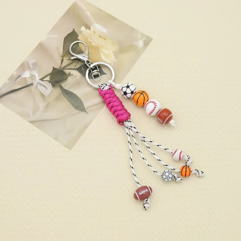 Hand Woven Sports Ball Keychain – Basketball, Soccer & Baseball Decorative Keychain Babs