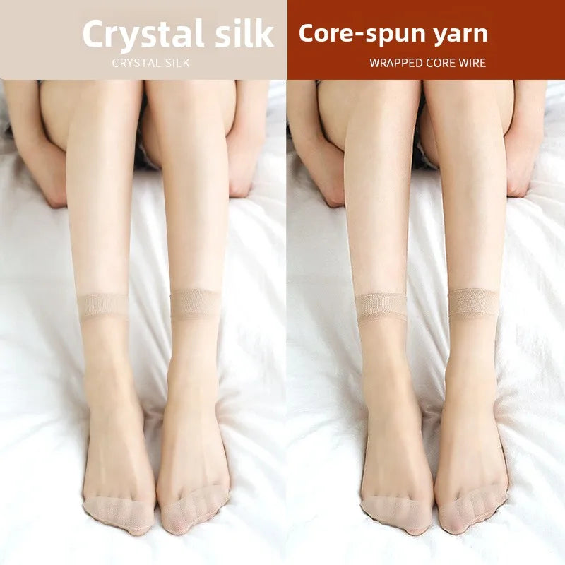 Women's Sheer Ankle Socks Ultra-Thin Crystal Nylon 10-Pack Sheer Ankle Socks Babs